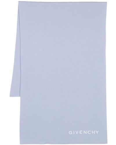 Givenchy Écharpe en laine à logo brodé - Bleu