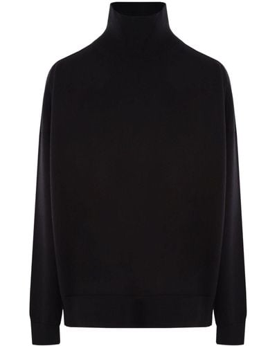Bottega Veneta Logo-embroidered Roll-neck Sweater - Black
