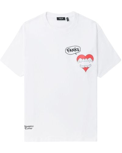 FIVE CM Fang-print Cotton T-shirt - White