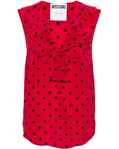 Moschino Polka Dot-print Silk Blouse - Red