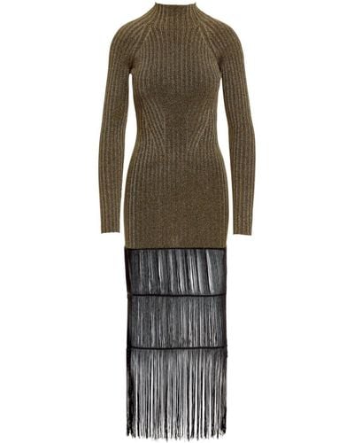 Khaite Cedar Ribbed-knit Maxi Dress - Metallic