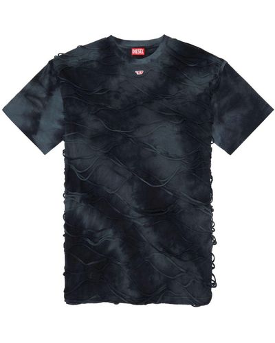 DIESEL T-boxket T-shirt Met Tie-dye En Textuur - Blauw