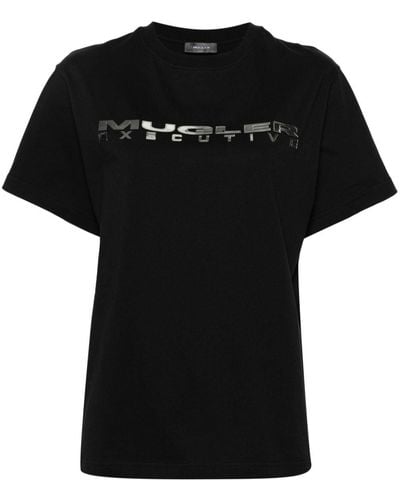 Mugler Executive T-Shirt mit Logo-Print - Schwarz