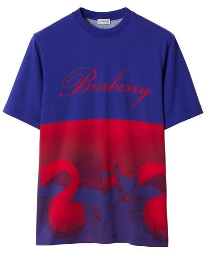 Burberry プリント Tシャツ - ブルー