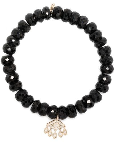 Sydney Evan Pulsera Tear Drops Evil Eye en oro de 14 kt con múltiples piedras - Negro