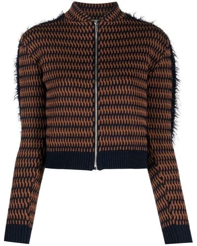 DURAZZI MILANO Cropped Patterned-jacquard Jacket - Brown