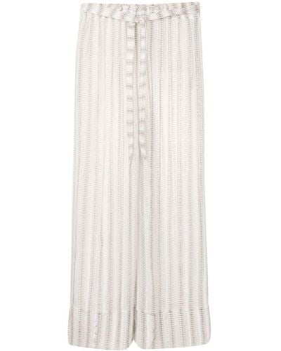Amir Slama Stripe-print Tie-waist Palazzo Trousers - White