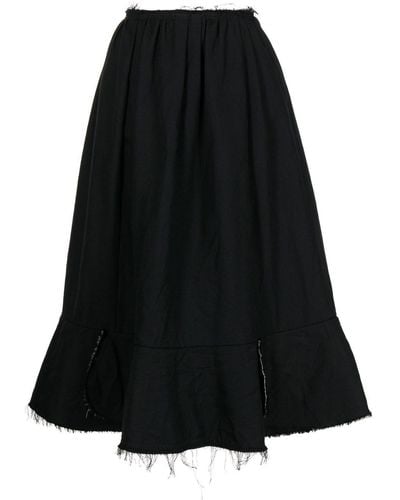 Comme des Garçons Distressed Flared Midi Skirt - Black