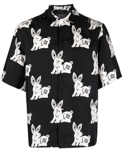 Amiri Rabbit-motif Silk Shirt - Black