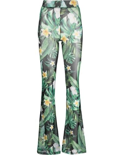 Philipp Plein Hawaii-print Flared Trousers - Green