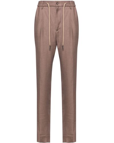 Tagliatore Newman Mid-rise Tapered Pants - Brown