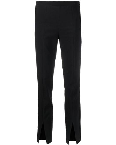 Genny Front-slit Cropped Pants - Black