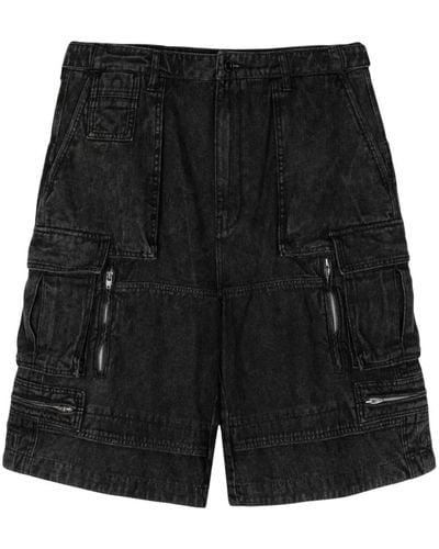 Juun.J Panelled Denim Shorts - Black