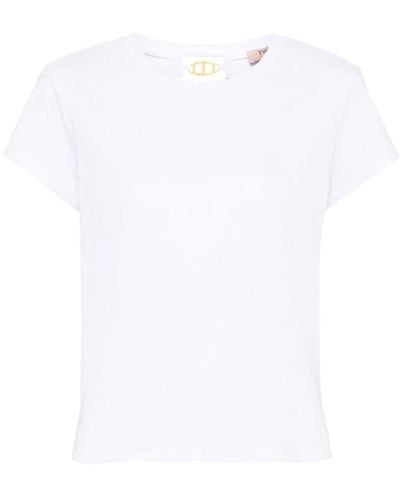 Twin Set T-shirt con placca logo - Bianco