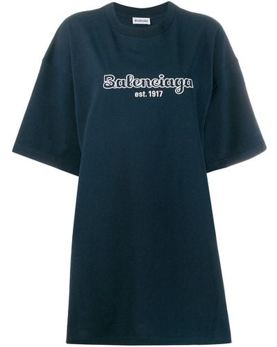 Balenciaga Camiseta oversize de manga corta - Azul