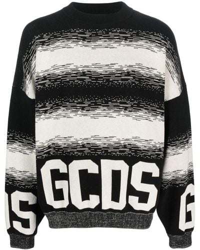 Gcds Logo-print Detail Knit Sweater - Black