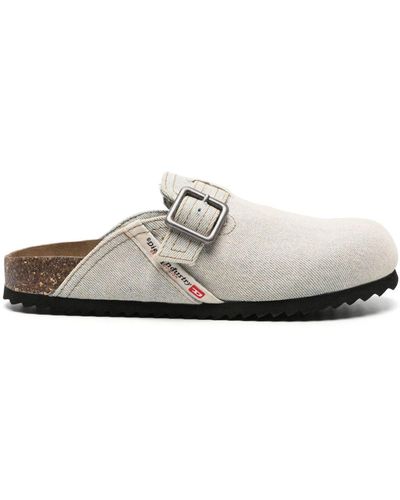 DIESEL D-woodstock X Denim Slippers - Women's - Fabric/rubber/calf Leather - White