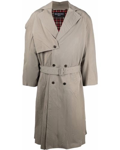 Balenciaga Belted Oversize Trench Coat - Natural