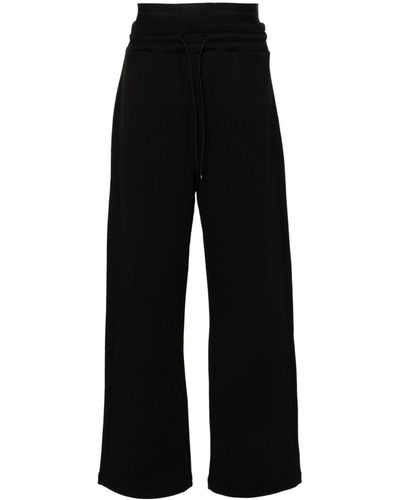 MSGM Double-waist Cotton Track Trousers - Black