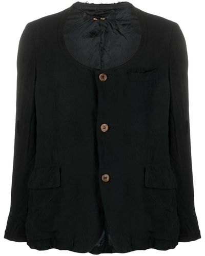 Comme des Garçons Frayed Buttoned Twill Jacket - Black