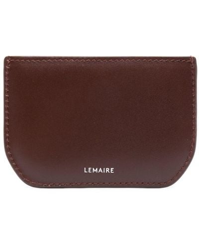 Lemaire Logo-print Leather Card Holder - Brown