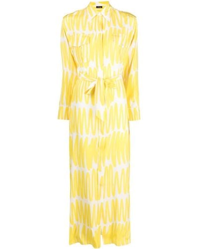 Kiton Vestido largo con estampado gráfico - Amarillo