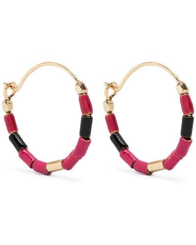 Isabel Marant New Color Strip Beaded Hoop Earrings - Pink