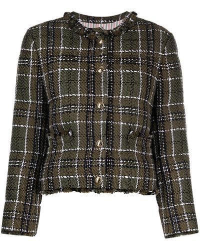 Thom Browne Button-up Tweed Jacket - Green