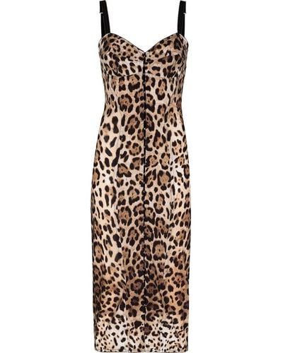 Dolce & Gabbana Leopard-print Midi Dress - Natural