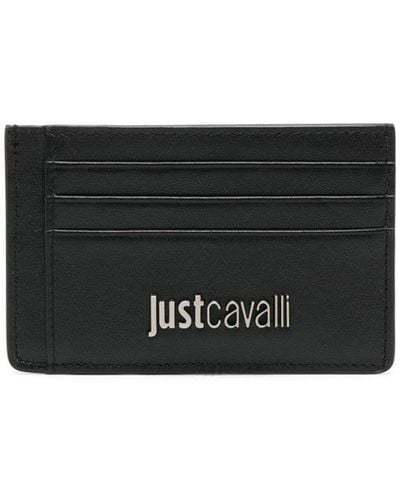 Just Cavalli Porte-cartes en cuir à plaque logo - Noir