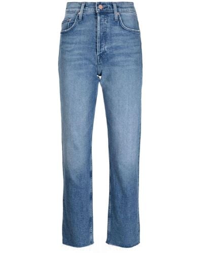 Mother Tomcat Stonewashed Cropped Jeans - Blue