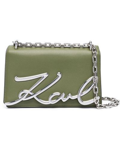 Karl Lagerfeld K/signature Leather Crossbody Bag - Green