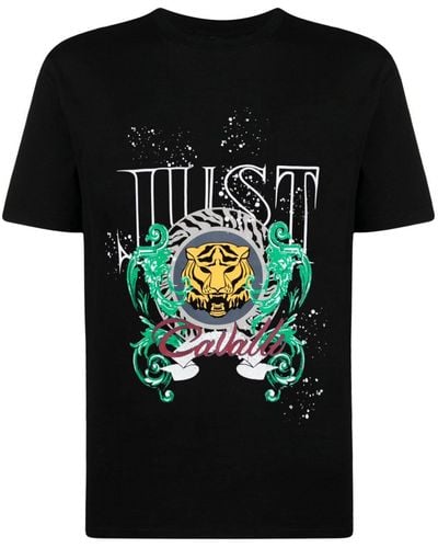 Just Cavalli T-shirt Met Logoprint - Zwart