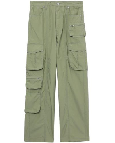 Izzue Pantalon droit en coton à poches cargo - Vert