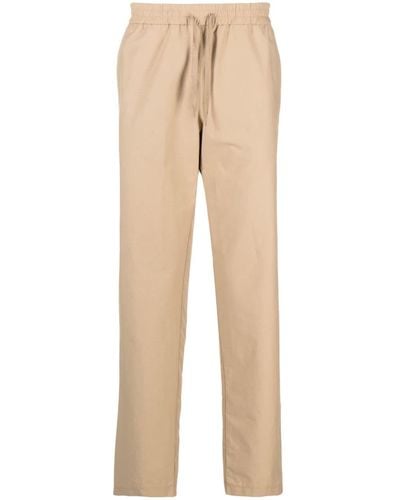 Moschino Logo-embroidered Straight-leg Trousers - Natural