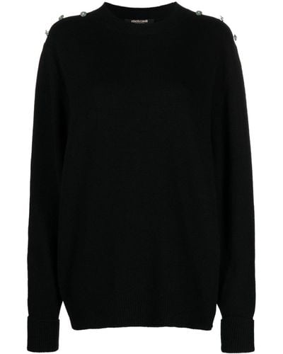 Roberto Cavalli Stud-embellished Crew-neck Sweater - Black