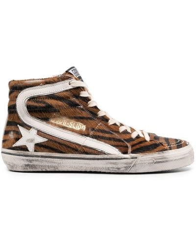 Golden Goose Zebra-print High-top Sneakers - Brown