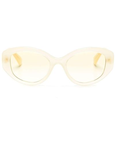 Swarovski Crystal-embellished Oval-frame Sunglasses - Natural