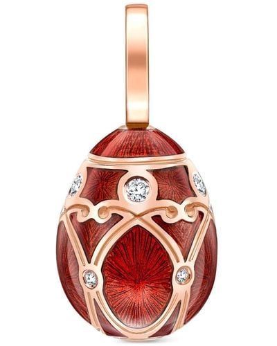Faberge 18kt Rose Gold Heritage Egg Diamond Charm - Red