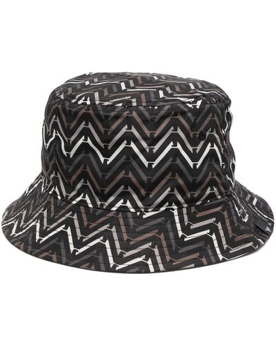 Emporio Armani Monogram-print Bucket Hat - Black
