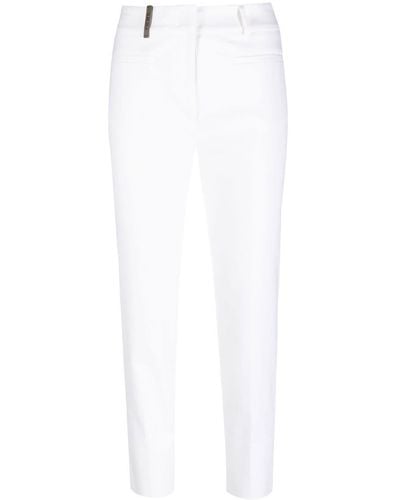 Peserico Pantalon slim à coupe courte - Blanc
