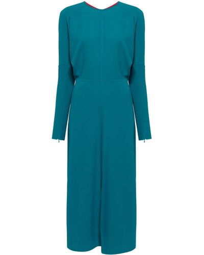 Victoria Beckham Gedrapeerde Midi-jurk Met Dolman Mouwen - Blauw
