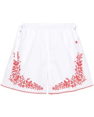 ALÉMAIS Hearts-embroidered Cotton Shorts - Pink