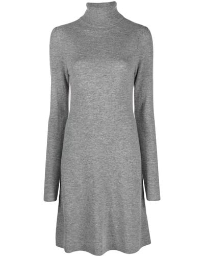 Allude Roll-neck Knitted Dress - Grey