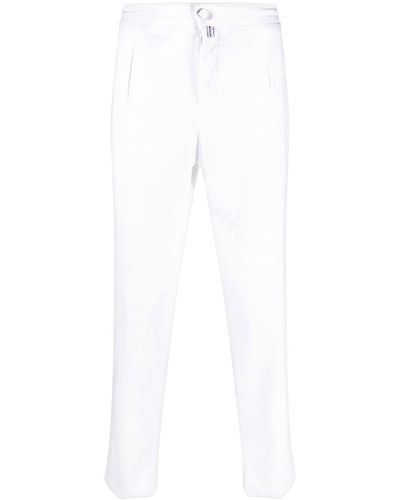 Kiton Pantalon droit à patch logo - Blanc