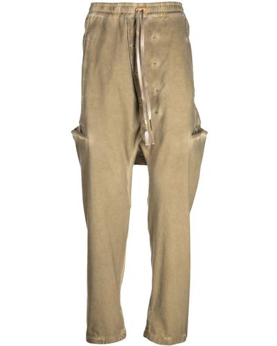 Boris Bidjan Saberi Drawstring-waist Cotton-blend Drop-crotch Pants - Natural