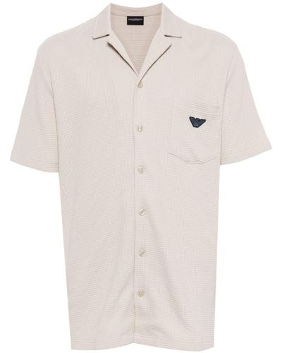 Emporio Armani Embroidered-logo Piqué Lounge Shirt - White