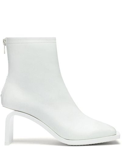 Courreges Stream Leather Ankle Boots - White