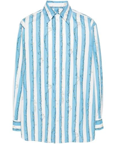 Bottega Veneta Swimmers-print Striped Shirt - Blue