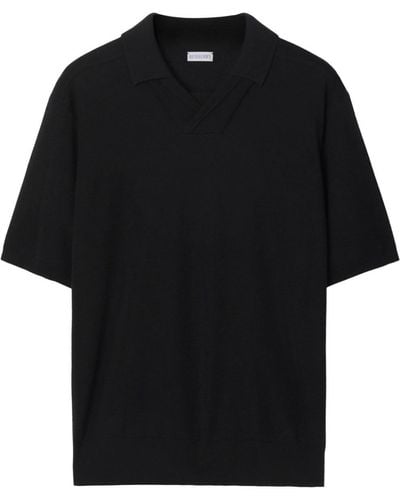 Burberry Vネック ポロシャツ - ブラック